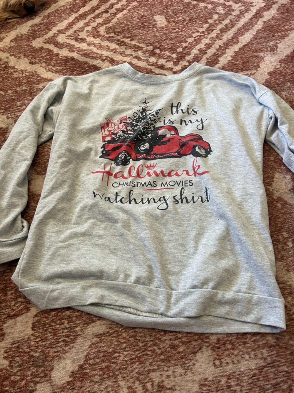 Hallmark Light Gray Sweatshirt with Red Vintage Truck Graphic
